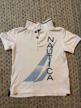 Nautica White Polo with Blue Sail Logo